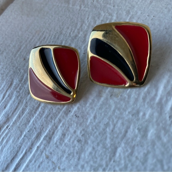 Vintage square shaped stud earrings - Picture 2 of 4